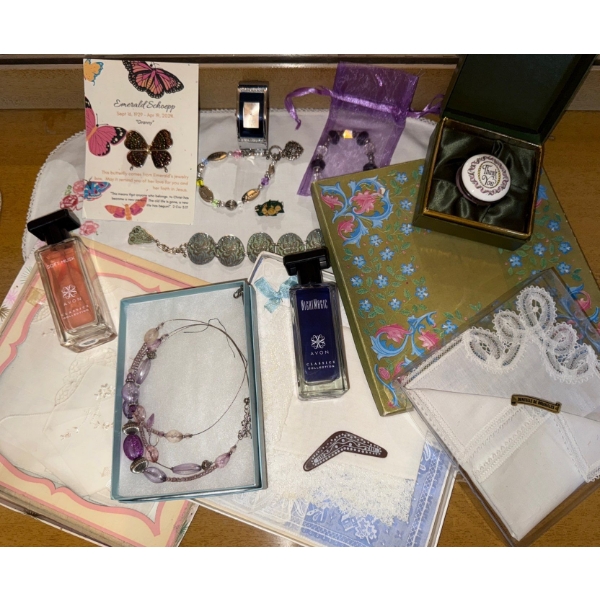Butterfly Jewelry w/room spray mini boomerang & Hanker chiefs, Watch, Bracelet & More