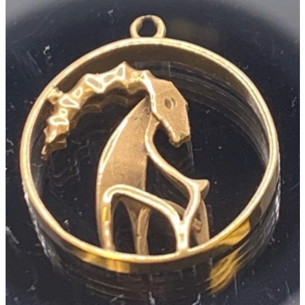 Capricorn Gold Colored Pendant, No Stamp & Tests Like 10k Gold; Weighs 3.3g