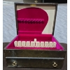 Image 5 : Antique Solid Wood Pink Velvet Lined Cutlery Case