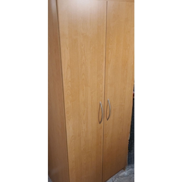 MDF Clothing Armoire 29 W, 20.5 D, 72 T, Contents Included- Men's Size M Perry Ellis Leather Coat 