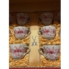 Image 3 : Meissen porcelain coffee set in the "Indian Purple" or "Pink Indian Flower" pattern. Includes six co