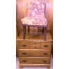 Image 1 : Floral Upholstered Chair and Solid Wood Chest of Drawers Set
