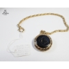 Image 2 : Elgin Pocket Watch With A Matching Gold-Toned Chain And A Distinctive Black Face Design.