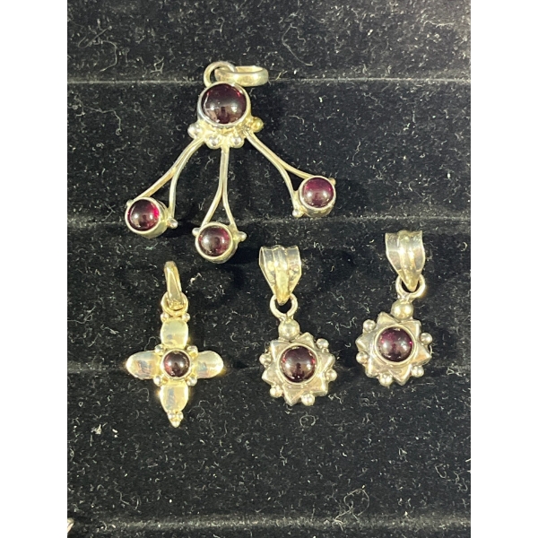 Collection of Red/Purple Stone Pendants 