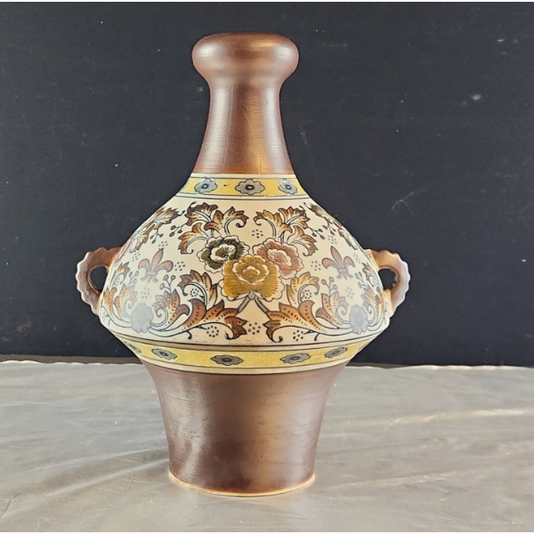 Bulbous Bodied Decorative Ceramic Vase in Rich Color Palette (14"H x 8.5"W)