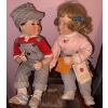 Image 2 : The Hamilton Collection Dolls of Boy & Girl, First Kiss, w/ Chair 
