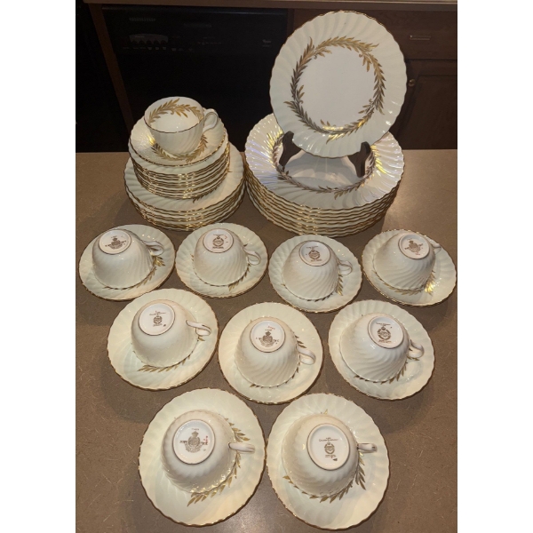 Antique MINTON Golden Symphony Fine Bone China Servingware w/ 10 Settings 