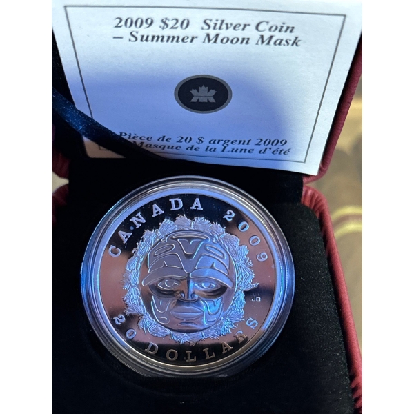 2009 $20 Summer Moon Mask - Pure Silver Coin