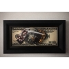 Image 1 : Michael Godard $100 Dollar Bill With Dice Framed Textured Print In Black Solid Frame 20" X 11" 