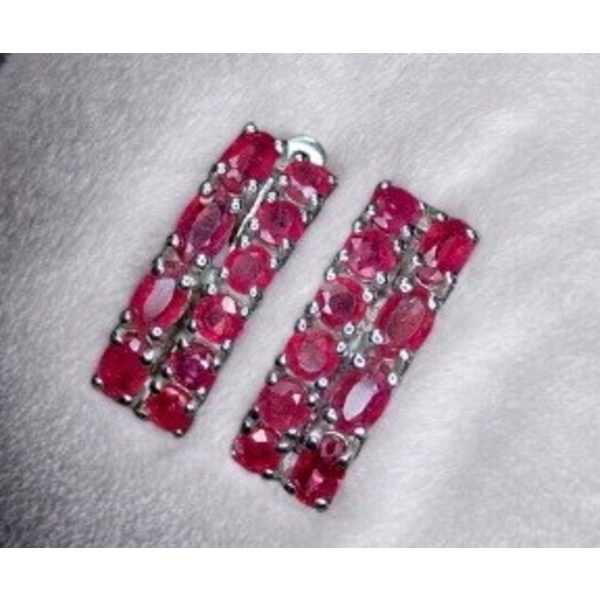Silver Ruby gemstone Earrings 5.5 ct Certified  ($8,834 Appraisal)