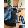 Image 4 : Soft Black Leather Reclining Couch In Great Condition 77"Long Depth 32" H 37" 