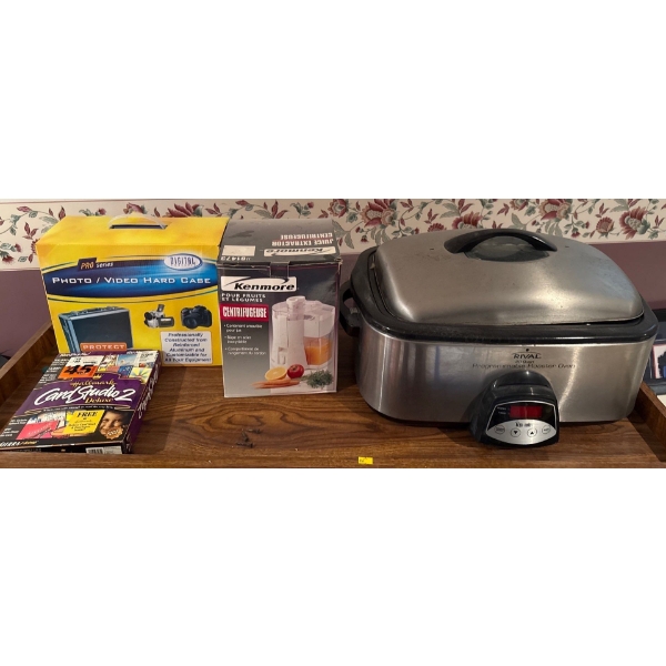 Misc. Home Collection - Kenmore Juice Extractor, Video Hard Case, Cards, Rival Roaster Oven and More