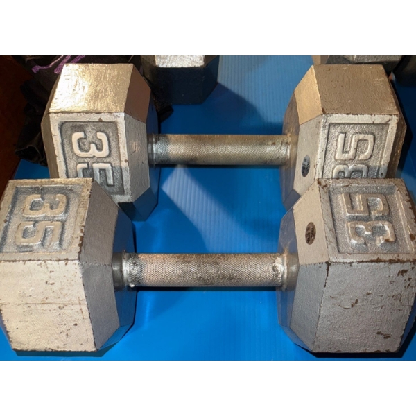 35lbs Cast Iron Hex Dumbbells/Weights to Build Muscle