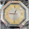 Image 2 : Junk Drawer Treasures - Eberle Coin Bank Wall Clock Gold Colored Metal Venetian 3 Wheeled Diecast 