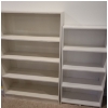 Image 3 : White MDF Utility Bookcases 24 w 9 d 59 1/2 h. Cubby 16 w 9 d 55 h. Wide Bookcase 36 1/2 w 11 d 55 h