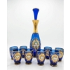 Image 1 : Blue and Gold Floral Enamelled Decanter Set with 8 Glasses