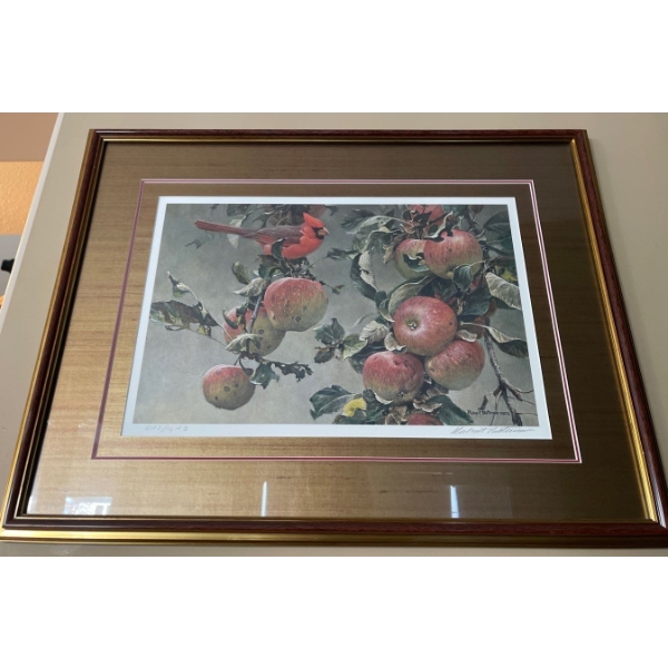 Robert Bateman's - Cardinal And Wild Apples - Framed Limited Edition Print Signed 