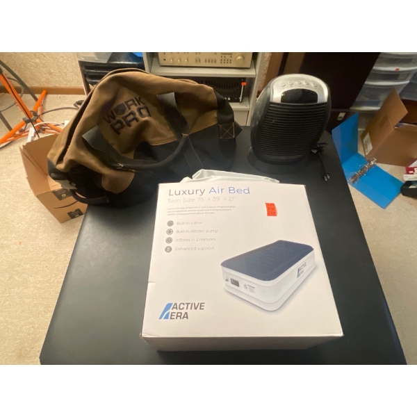 Luxury Air Bed with Electric Motor, Space Heater, Carrying Bag