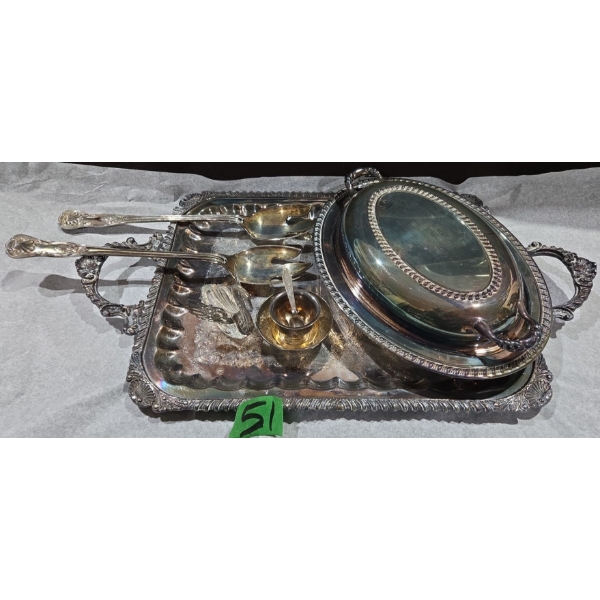 Silver Plated Serving Ware Collection Includes Birks E.P. Zinc Swan
