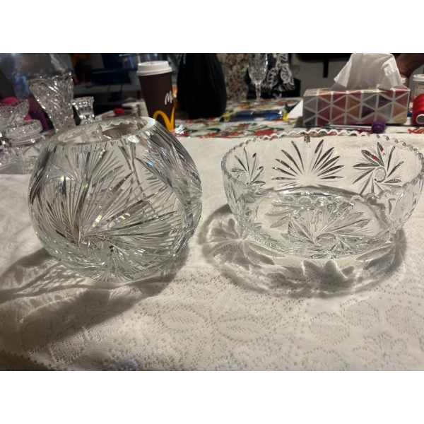 Vintage 1960 Pinwheel Crystal Bowl and large Candy dish