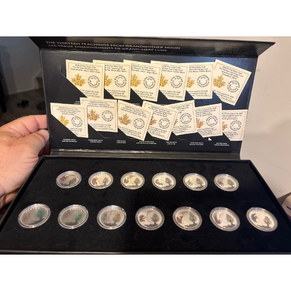 2018 $3 Thirteen Teachings from Grandmother Moon - Pure Silver Coloured 13 Coin Set