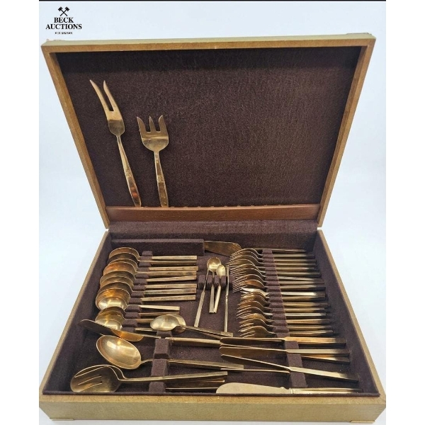  Vintage Thai Nickel Bronze Cutlery Set.