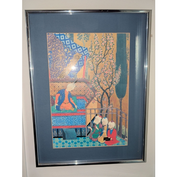 Framed Print Of Traditional Persian Art Titled 'Feast In Nature' 16th Century Illistration
