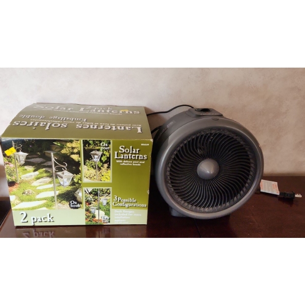 2 Pack Solar Lanters on Post (New in Box) and Noma Fan Heater Model 043-1022-0 (Used)