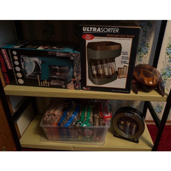 Ultra Sorter Coin Sorter, Easy Money Motorized Coin Bank, Elvis PEZ, Turtle Trinket Holder & More 