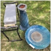 Image 1 : Blue Ceramic Bird Bath with Pedestal and Base, 20-Inch Bowl