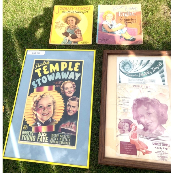 1951 Lobby Card Shirley Temple Stowaway Poster,  Curly Top Sheet Music, 2 ST 1937 Booklets