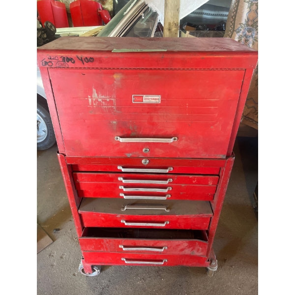 Craftsman Multi Drawer Toolbox With Tools Included 50" High x 27" Wide x 18" Depth. Bottom 2 drawers