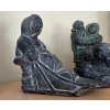 Image 2 : Wolf Soapstone Sculptures: Sledder 2 W, 5 D, 4.5 T, Laying 3 W, 5 D, 2.5 T, Couple 3 W, 2 D, 5 T 