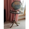 Image 1 : vintage World globe and small round wood antique side table