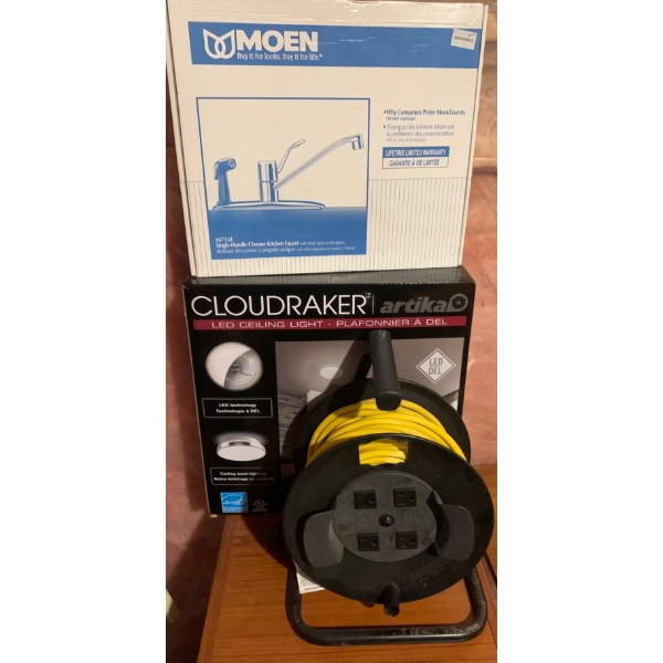 New LED Ceiling Light w/ MOEN Faucet & Extension Cord Reel