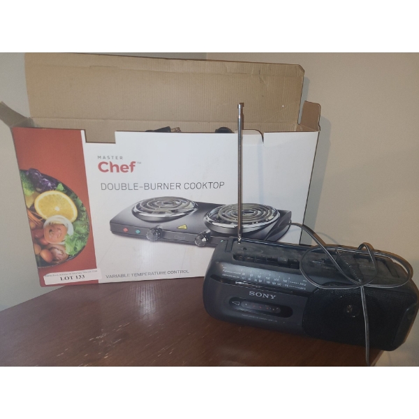 Master Chef Double Burner Cooktop & Sony Portable Cassette Radio Model CFM-155