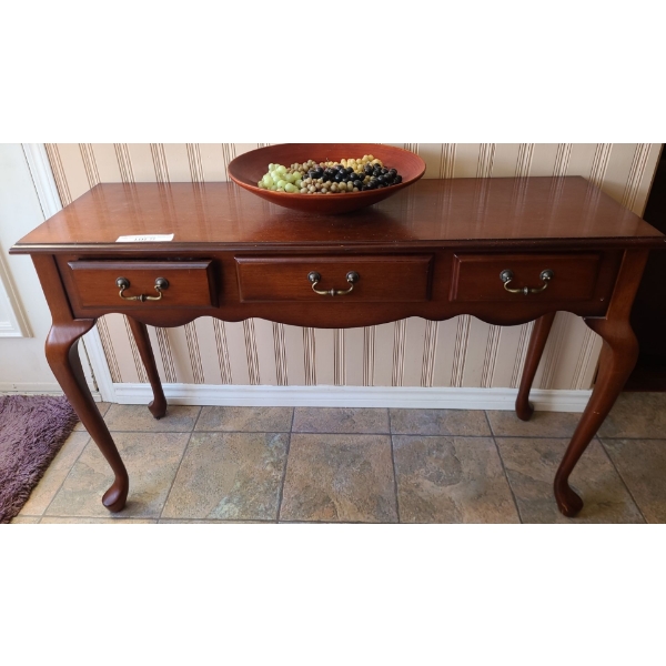  Side Table w 3 Drawers 47 w 30 h, Bowl w Grapes Included