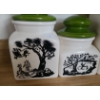 Image 2 : Vintage Ceramic Canisters w/ Country Scenes- Tallest: 5 W, 13 T