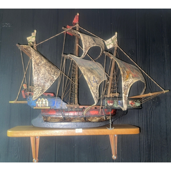 Vintage Wooden Model Boat Santa Maria 18W Stunning                                                  