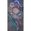 Image 1 : Assorted Sporting Goods  Dart Board, Tennis & Badminton Raquets, Balls Birdies, Frisbees, Ski Poles