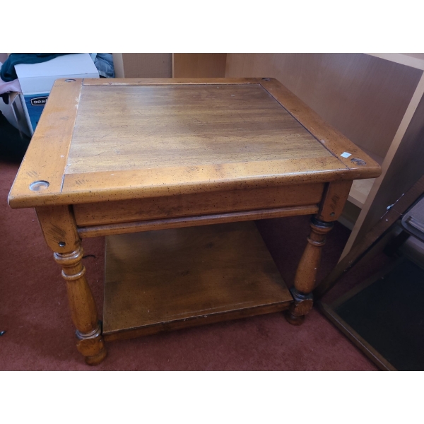 Wooden Side Table with Faux Drawer and 1 Shelf 26 L, 22 W, 21 T