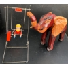  Vintage Tik-Tak Wind Up Acrobat Toy w/ Lovely Hand Painted Wooden Elephant (Slight Chipping, 16L)