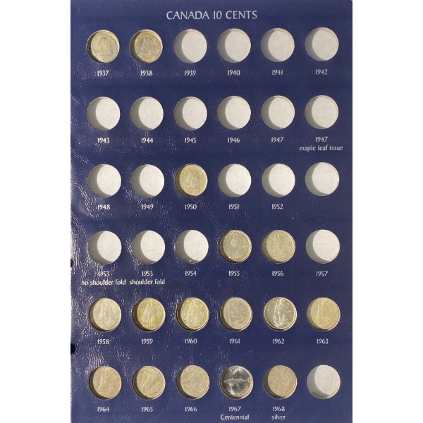 Collection of Canadian Silver Dimes 80% Silver