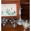 Image 2 : Pewter - Tray, Spoons, Candle Holders (Damage), Silver Colored Illegible Stamp Pot, TSG Ceramic Tray