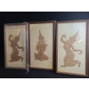 Image 1 : Three South Asian Rubbing, Unsigned, Framed Under Glass, 13.5 X 23.5