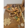 Image 2 : Vintage Fashion Accessories w/ Hand Carved Trinket Dish 4L - String of Wooden Beads Stone Pendants &
