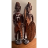 Image 2 : Handcarved African Idols 9"Tall w/Chamberstick Candle Holder Glass Hurricane chimney