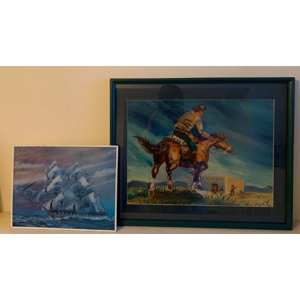 Cowboy Painting 23x18 w/ Ship Decor