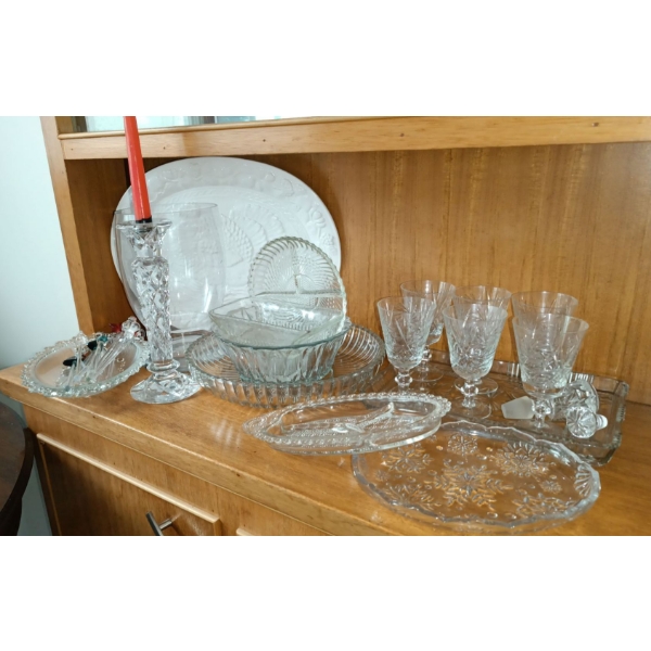 Collection Of Crystal For Special Occasions w/ Large Turkey Platter Plate