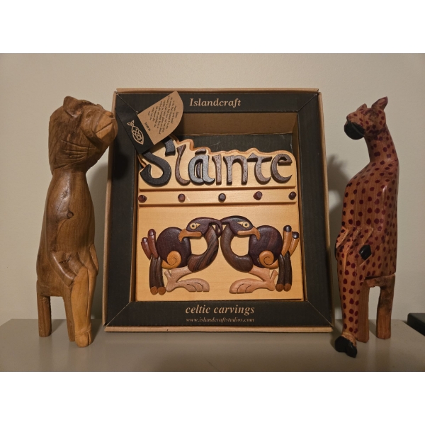 Hand Carved Lion & Cheetah on Stools Plus  Celtic Carving 